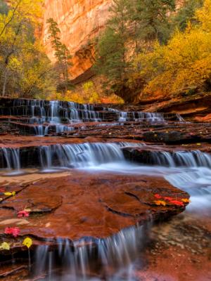 Many layers of Zion Red Waterfalls Many layers of Zion Red Waterfalls