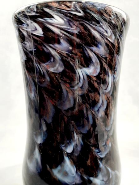 #01072606 Drinking glass Black, Gold-Aventurine, Opal-white colors 6''HX3.5''W $70.00 (2)