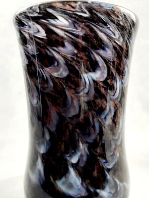 #01072606 Drinking glass Black, Gold-Aventurine, Opal-white colors 6''HX3.5''W $70.00 (2)