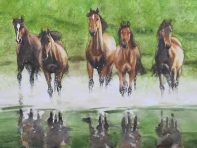 Horses in the greennery, 35cm x 50cm, 2014 Horses in the greennery, 35cm x 50cm, 2014