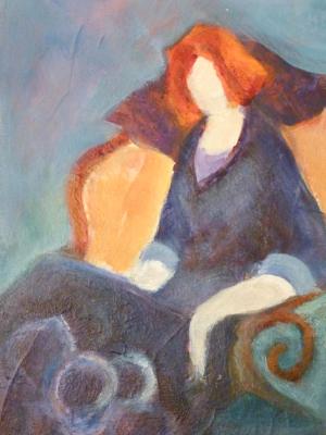 Girl With Orange Hair ~ Inspired by Itzhak Tarkay 8" x 16"