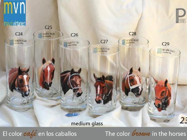 Set of handpainted glasses: BROWN HORSES