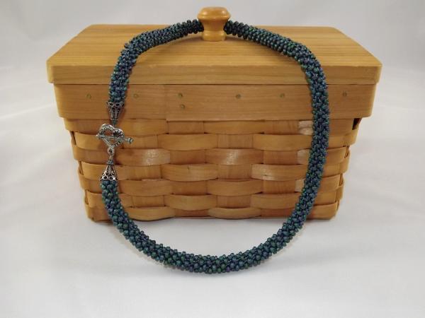 N-61 Teal AB Crocheted Rope Necklace