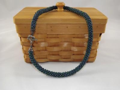 N-61 Teal AB Crocheted Rope Necklace N-61 Teal AB Crocheted Rope Necklace