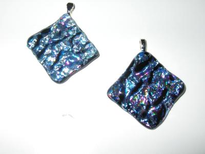 Blue Dichroic Glass Pendants