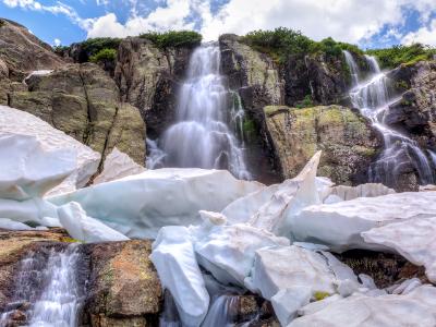 Timberline Falls and Summer Snow Timberline Falls and Summer Snow