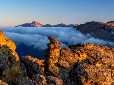 Rock Cut and Longs Peak Sunset Panorama (Click for Full width)