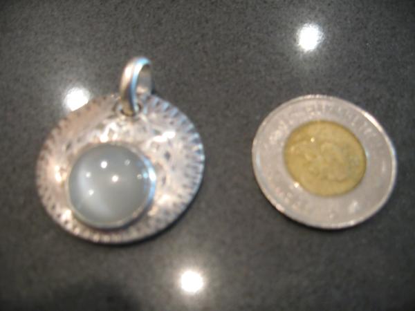 13-136 Moonstone and Patterned Sterling Pendant