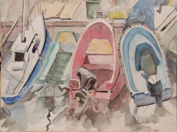 #34 Three boats at dock (SOLD)