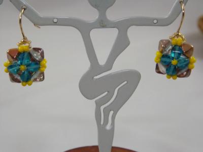 E-115 Turquoise & Yellow Flower Earrings E-115 Turquoise & Yellow Flower Earrings