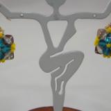 E-115 Turquoise & Yellow Flower Earrings