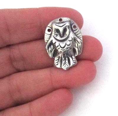 Owl pewter pin barn owl brooch original artisan totem owl jewelry