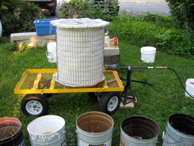 A side view of the Raku kiln