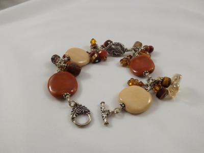 B-3 earthtone kazuri bead charm bracelet B-3 earthtone kazuri bead charm bracelet