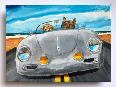 TWO DOGS IN A SILVER PORSCHE TWO DOGS IN A SILVER PORSCHE
