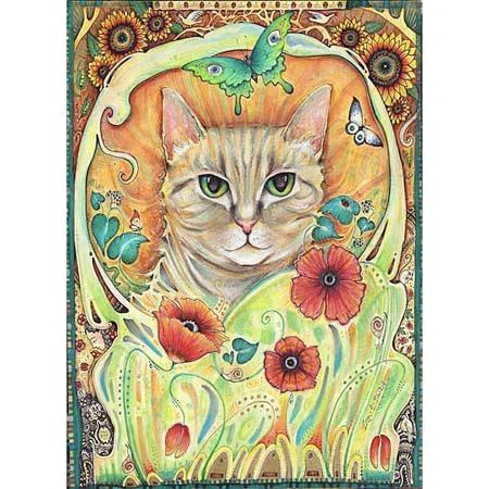 Poppy Cat Art Nouveau print from the original cat painting