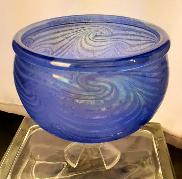 #10262624 Bowl blue wave Iridised 3.75''HX6.25''W $90.00