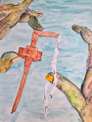 Quantum sharing © 2026, By Duane Kirby Jensen 9 x 11 ink and acrylic on watercolor paper Quantum sharing © 2026, By Duane Kirby Jensen 9 x 11 ink and acrylic on watercolor paper