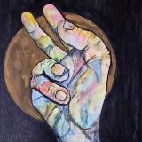 Offering the moon a sign. 