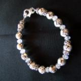#4 sterling rose beads with pewter and crystal