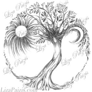 Tree of Life art print of a Dryad Spirit from the original drawing