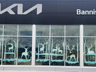 Birch trees and deer