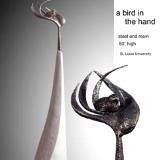 a bird in the hand #1 | resin & steel |  50" tall