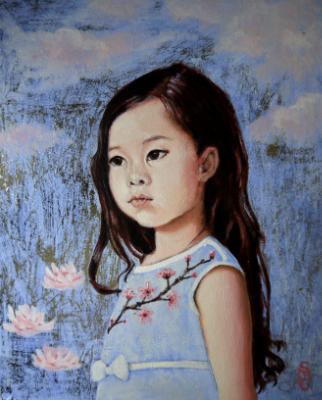Lily-Rose, 10x8 ins, oils on board with silver leaf Lily-Rose, 10x8 ins, oils on board with silver leaf