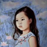 Lily-Rose, 10x8 ins, oils on board with silver leaf