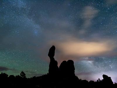 Cloudy Milky Sky & Balanced Rock Silhouette Cloudy Milky Sky & Balanced Rock Silhouette