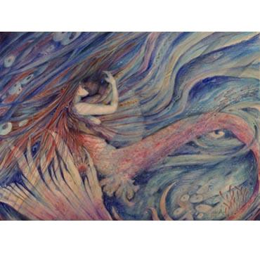 "Merrowkiss" mermaid note card