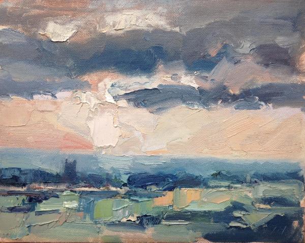 Sunset No 2 from Blunsdon hill 10"x 8" oil on board