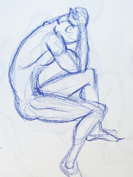Nude Male, Seated, Side View