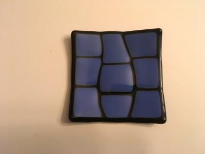 Blue on black plate 5x5