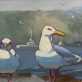 Foggy Mañana Gull 10x30" oil sold