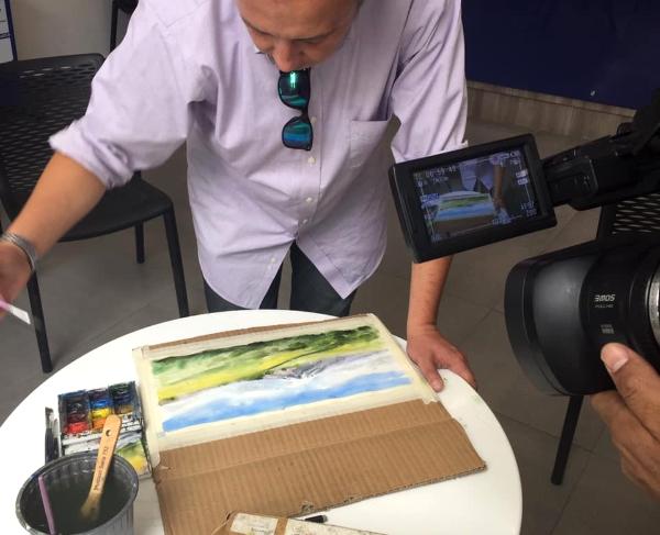 Watercolor demonstration on TV, 30cm x 20cm, 2019