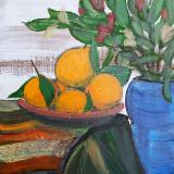 Tangerines with Blue Vase