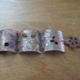 13-045 Etched and Pierced heat stained floral copper bracelet