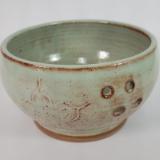 Yarn bowl (6-holes) with hand carved floral design - Item# 161213.E