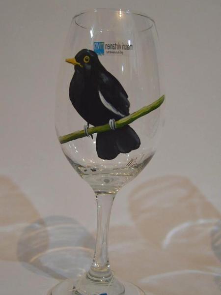 Set of handpainted glasses: BIRDS OF THE RAINFOREST