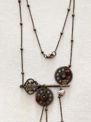 18" black cord Steampunk Leaf necklace 18" black cord Steampunk Leaf necklace