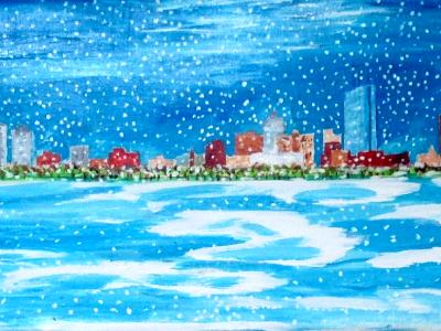 Boston from Cambridge in Winter (sold)