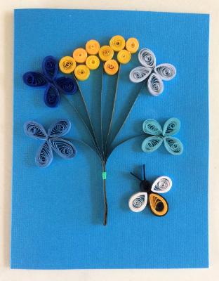 Blue Bouquet quilled greeting card