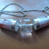 12-012 Sterling, Fire Agate and Quartz Necklace 