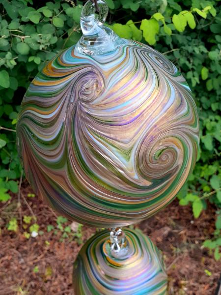 #05192501 3 Ball Hanging Sculpture Starry Night design Iridised LG-6.5'' Med-5'' Sm-3.75'' $250.00