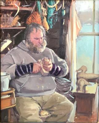 Carving Duck Decoys 24x30" oil Carving Duck Decoys 24x30" oil