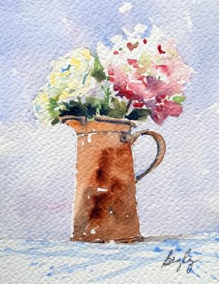 Copper Pitcher & Roses Copper Pitcher & Roses