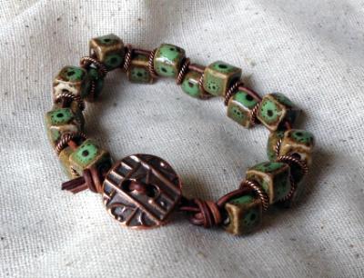 Ceramic Cubes and Leather Bracelet Ceramic Cubes and Leather Bracelet