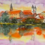 Very early in the morning in Telc - Czech Republic, 76cm x 56cm (WATERCOLOR DEMONSTRATION)