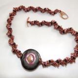 N-130 Reversible Kazuri Focal Bead Necklace